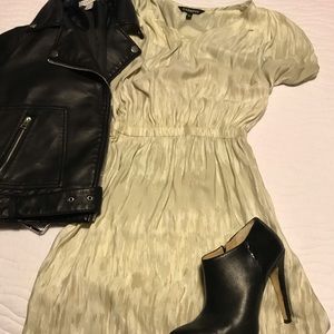 High low midi dress sinched elastic waist